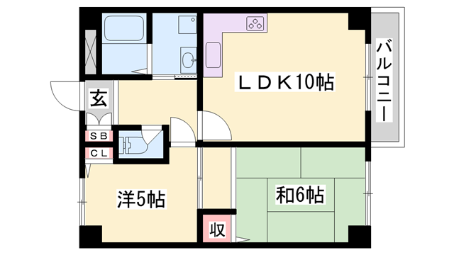 ハイツゆめさき(2LDK/3階)の間取り写真
