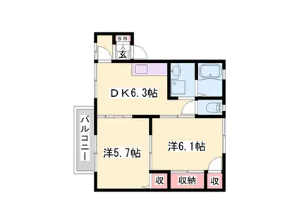 フォーレスひらつか(2DK/1階)の間取り写真