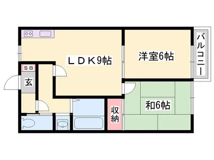メゾン・ドールやかた(2LDK/2階)の間取り写真