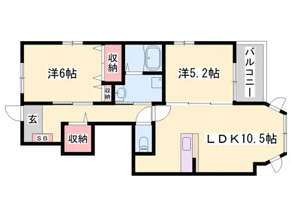 クール・ヴィヴァーチェC(2LDK/1階)の間取り写真