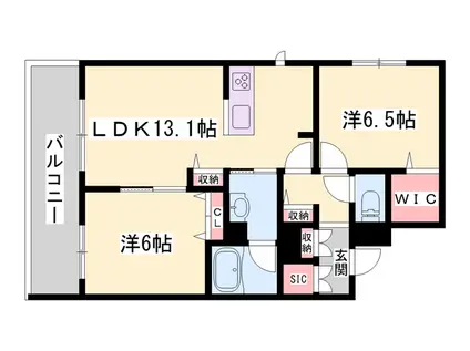 シャーメゾン クレア南今宿(2LDK/2階)の間取り写真