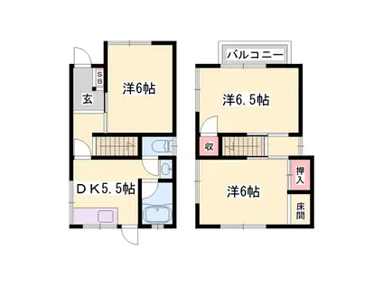 加古川線 加古川駅 徒歩13分 2階建 築53年(3DK)の間取り写真