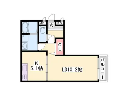 K・プラウド(1LDK/1階)の間取り写真