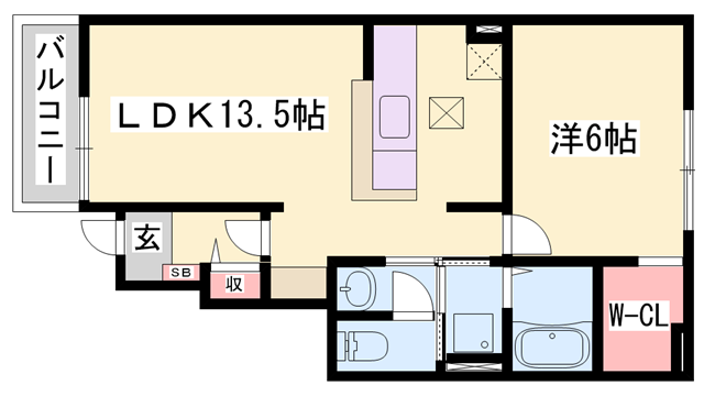 ポルトボヌール(1LDK/1階)の間取り写真