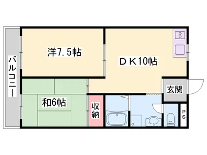 サニーハイム東出口(2DK/4階)の間取り写真