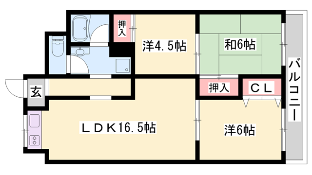 メゾンやすむろⅠ(2LDK/2階)の間取り写真