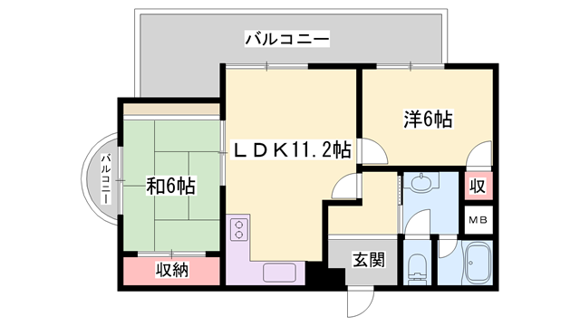 ソレイユ神田(2LDK/6階)の間取り写真