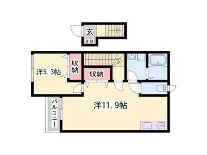 スターテラス社(1LDK/2階)の間取り写真