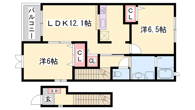 トレスプラティーノトレス(2LDK/2階)の間取り写真