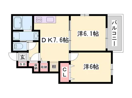 AVANTI(2DK/1階)の間取り写真