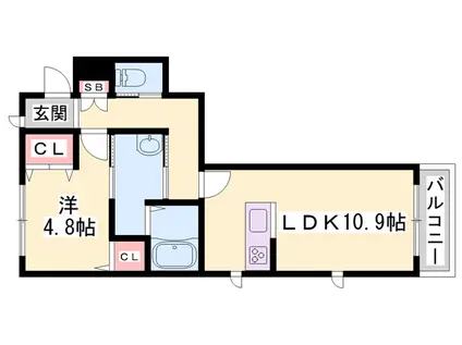 シャーメゾンティフトングラス(1LDK/2階)の間取り写真