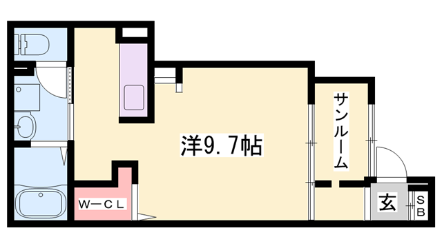 アネモスヒルズ姫路早瀬Ⅱ(1K/1階)の間取り写真