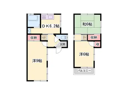姫新線 播磨高岡駅 徒歩29分 2階建 築43年(3DK)の間取り写真