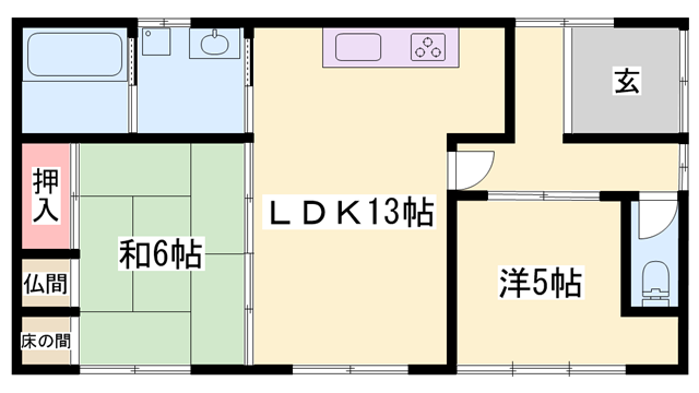 神戸電鉄粟生線 三木駅(神戸電鉄) 徒歩26分 1階建 築59年(2LDK)の間取り写真