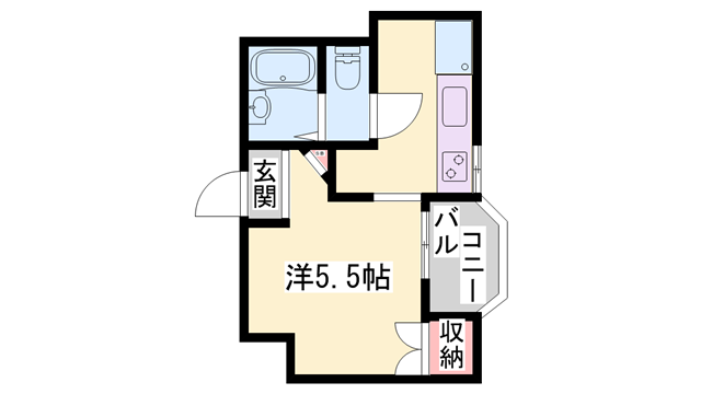 ジュネス城北新町Ⅱ(1K/1階)の間取り写真