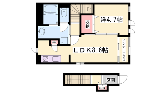 アンジェ大谷(1LDK/2階)の間取り写真