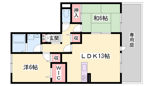LIVE-TOUN(2LDK/1階)の間取り写真