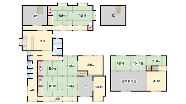加古川線 西脇市駅 バス乗車時間：18分 本村バス停で下車 徒歩5分 2階建 築72年(12DK)の間取り写真