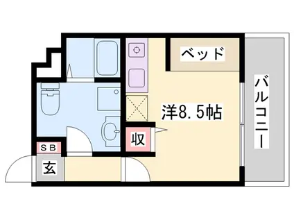 プライム英賀保(ワンルーム/5階)の間取り写真