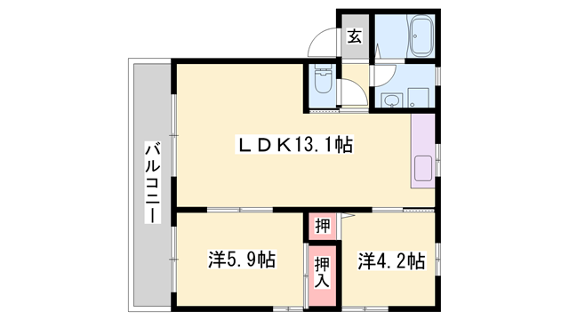ハイツK2(2LDK/2階)の間取り写真
