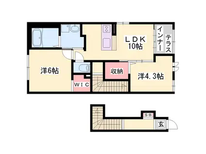 グリーンハーベスト(2LDK/2階)の間取り写真