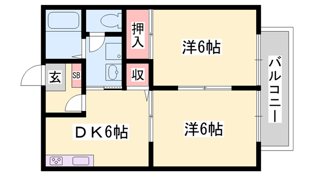 サンライズM(2DK/1階)の間取り写真