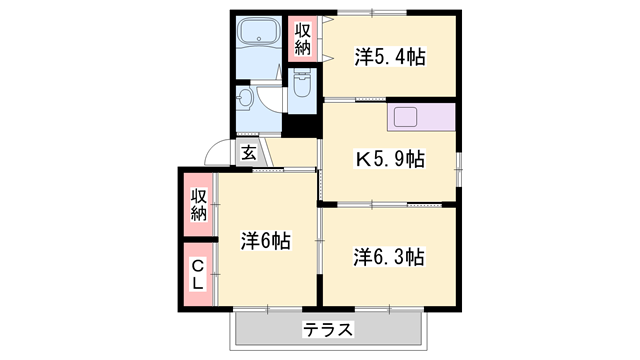 シャルム梶原(3K/1階)の間取り写真