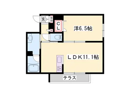 シャーメゾン龍野町(1LDK/1階)の間取り写真