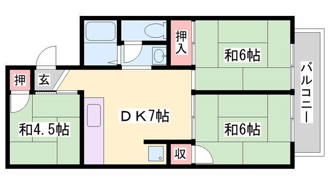 都倉コーポ(3DK/2階)の間取り写真