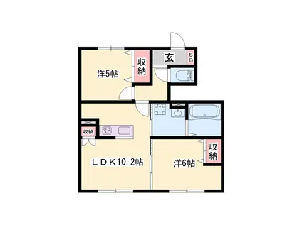 エクセレントパルⅡ(2LDK/1階)の間取り写真