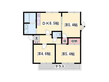 マキハウスA・B(3DK/1階)の間取り写真