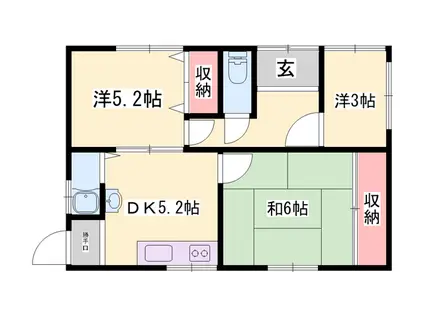山陽電気鉄道本線 妻鹿駅 徒歩25分 1階建 築55年(3DK)の間取り写真