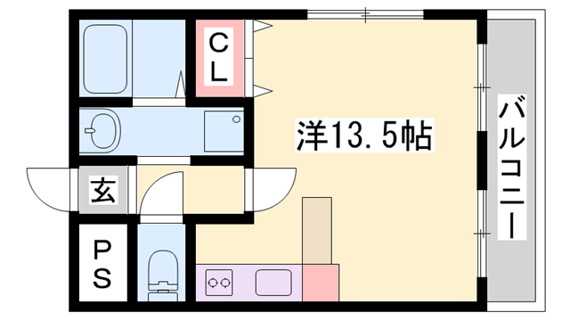 グランドール姫路(ワンルーム/2階)の間取り写真