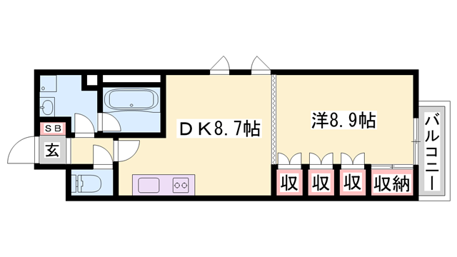 サクラメント駅南大路(1DK/4階)の間取り写真