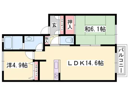 セファミ太子(2LDK/1階)の間取り写真