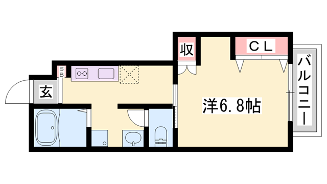カーサワイズ(ワンルーム/1階)の間取り写真