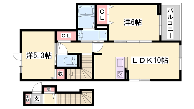 ENSOLEILLE(2LDK/2階)の間取り写真