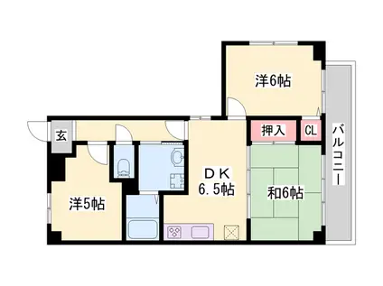 ロイヤルコーポ宝殿(3DK/5階)の間取り写真