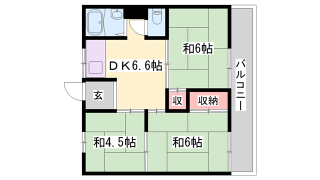 伊保高山ハイツⅠ(2LDK/2階)の間取り写真