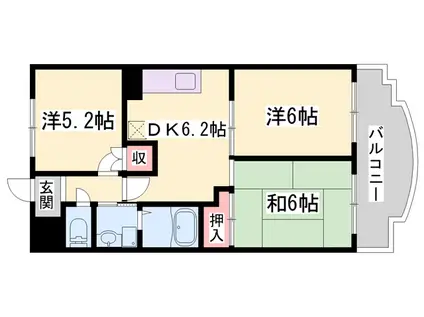 ロイヤルコーポ加古川(2LDK/5階)の間取り写真