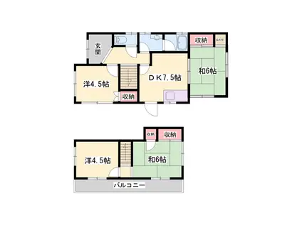 山陽本線 曽根駅(兵庫) 徒歩7分 2階建 築48年(4DK)の間取り写真