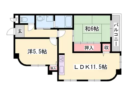 ロイヤルコーポ荒井(2LDK/4階)の間取り写真