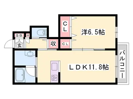 クリスタル(1LDK/1階)の間取り写真