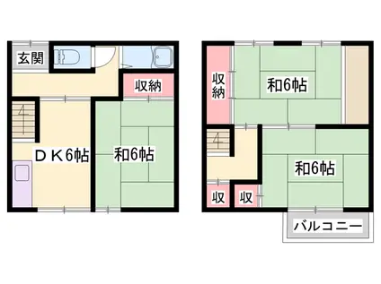 姫新線 播磨高岡駅 徒歩26分 2階建 築42年(3DK)の間取り写真