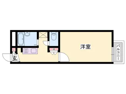 ボヌール飾西(1K/2階)の間取り写真