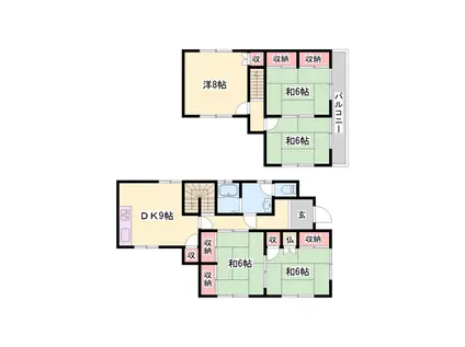 山陽本線 網干駅 バス乗車時間：10分 東南西口バス停で下車 徒歩12分 2階建 築49年(5DK)の間取り写真