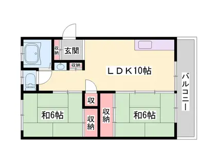 TKマンション(2LDK/3階)の間取り写真