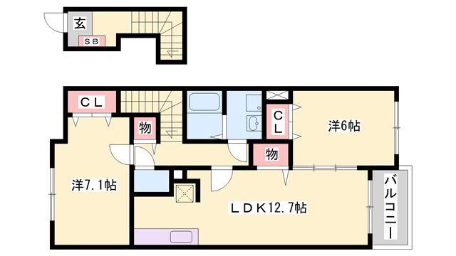 メゾンプラージュ Ⅱ(2LDK/2階)の間取り写真