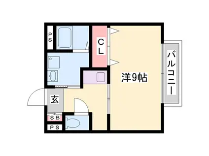 アヴェニュー谷川(1K/1階)の間取り写真