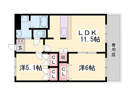 MS SQUARE(2LDK/1階)の間取り写真